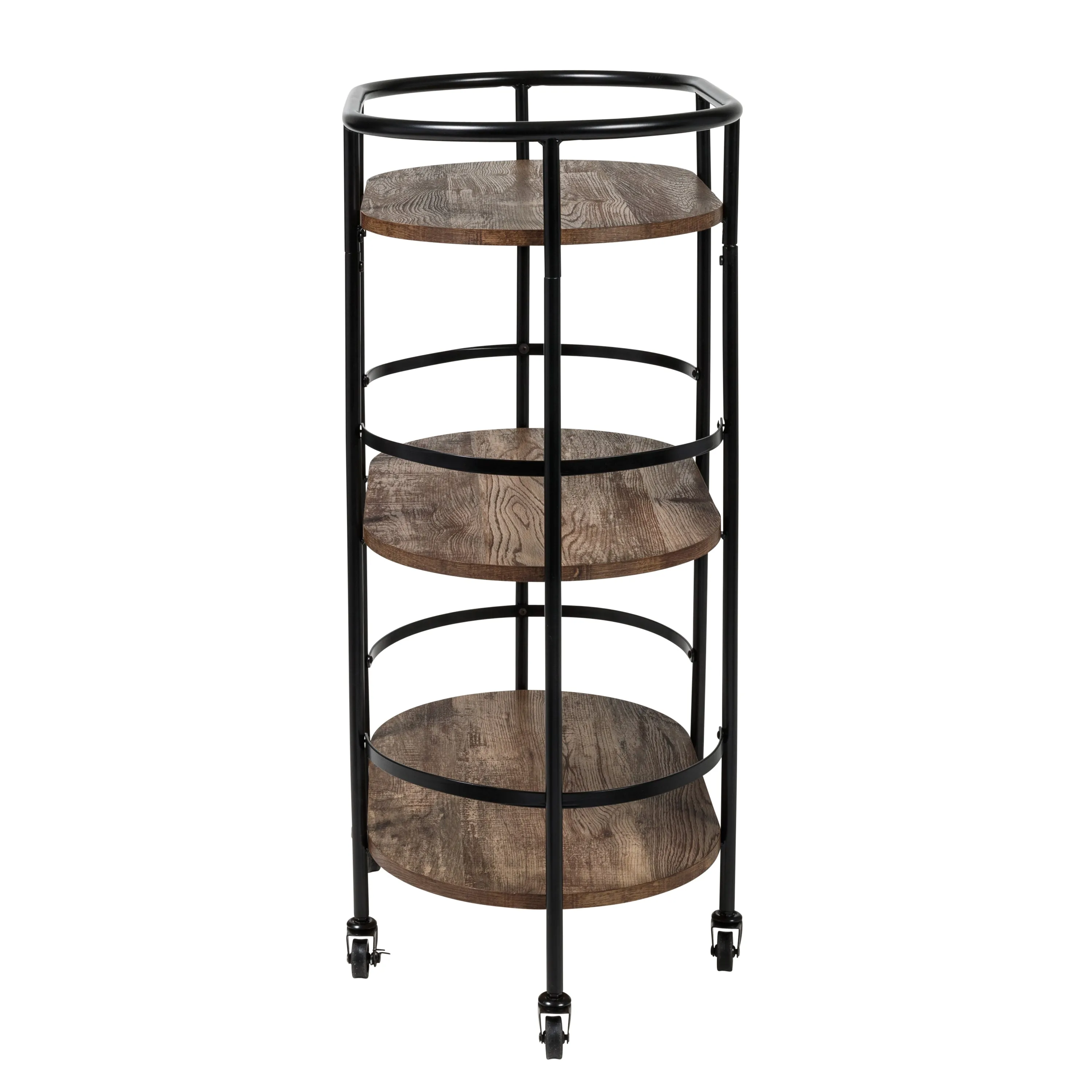 Black/Rustic Brown 3-Tier Rolling Bar and Serving Cart