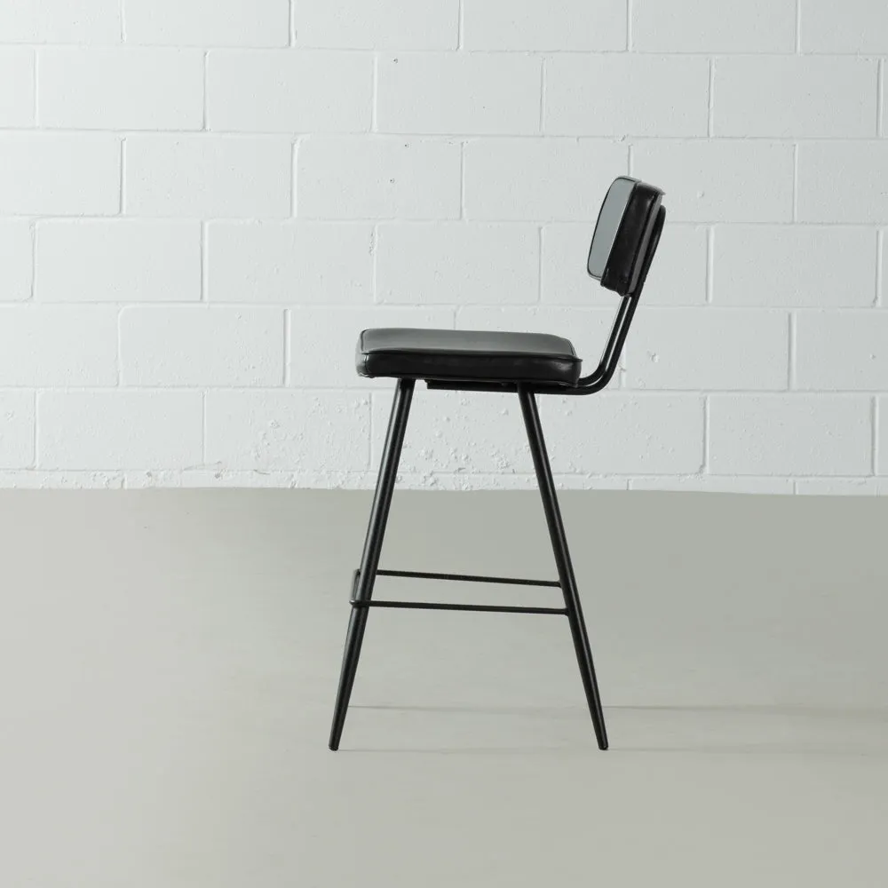 BLAKE - Black Leather Counter Stool