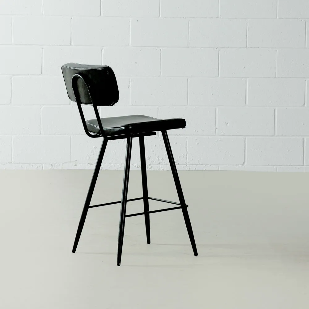 BLAKE - Black Leather Counter Stool