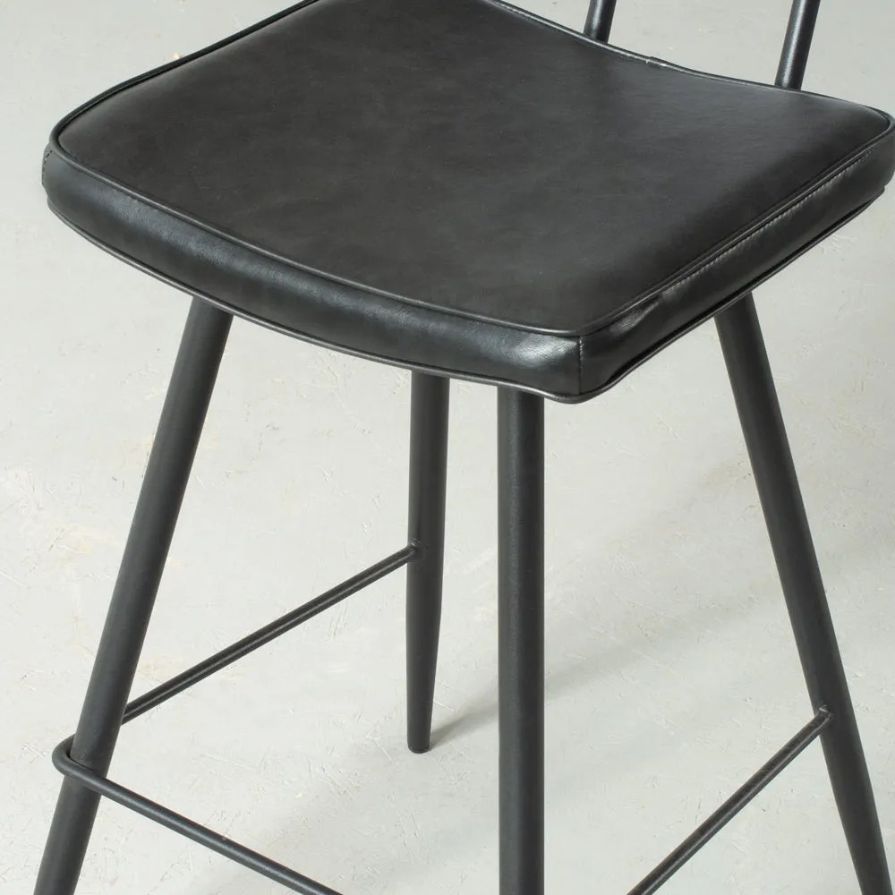 BLAKE - Black Leather Counter Stool