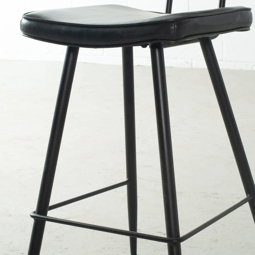 BLAKE - Black Leather Counter Stool