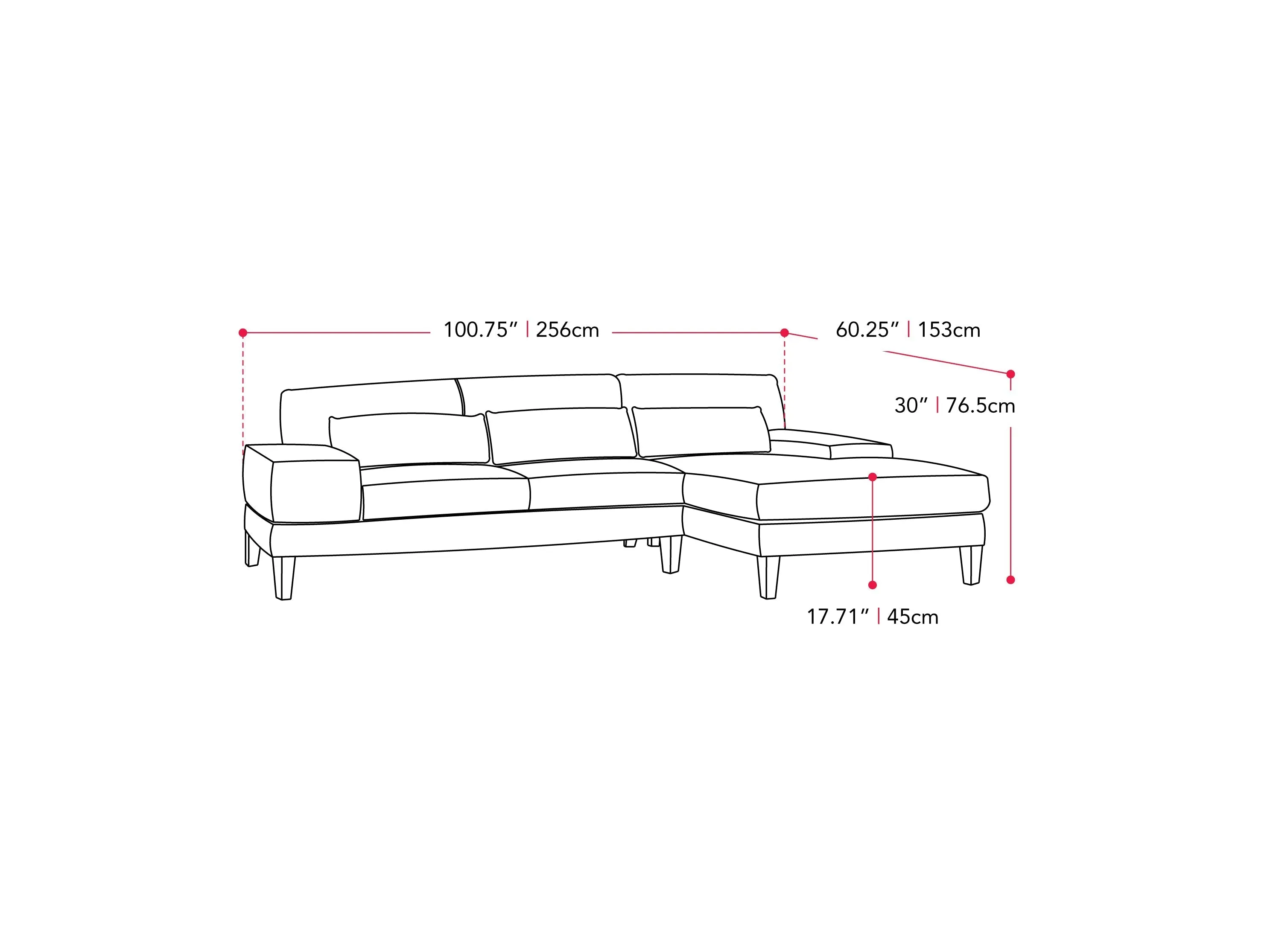 Blue Modern Right Facing Sectional Sofa