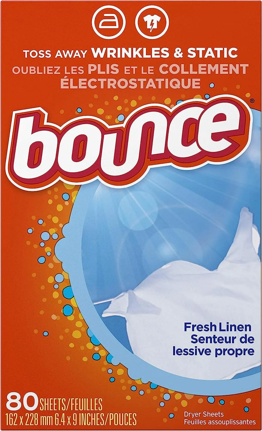 Bounce Fabric Softener Dryer Sheets, Fresh Linen, 80 Count - Get fewer wrinkles, softer fabrics, way less static cling, and help to repel lint and hair, all on top of a wonderful outdoor fresh scent - 03700080069