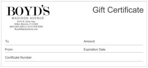 Boyd's Madison Avenue Gift Certificate