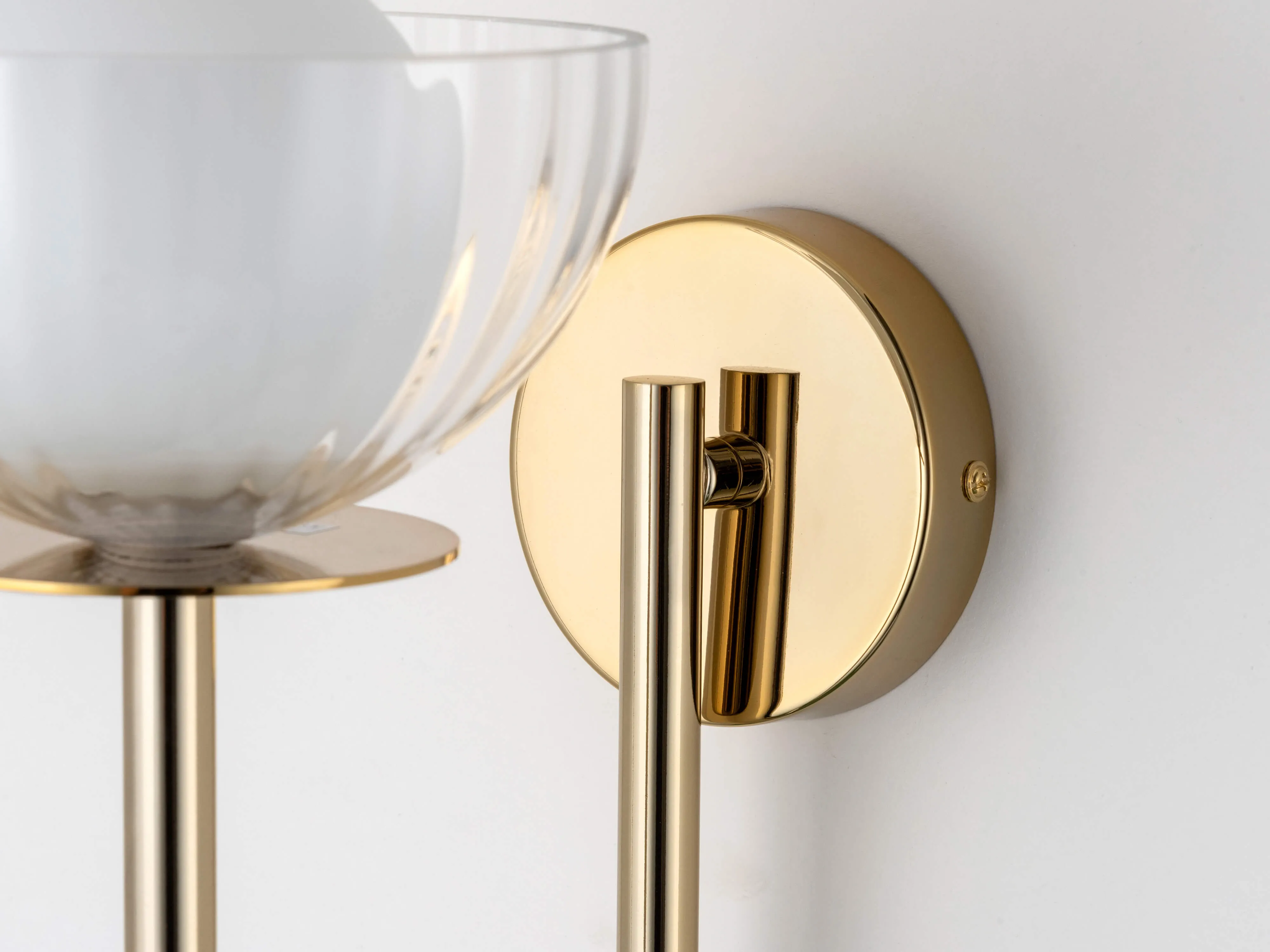 Brass ribbed glass wall light