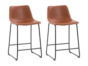 Brown Metal Bar Stools, Set of 2