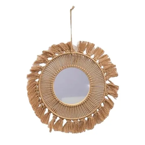 CALANDIS™ Hanging Wall Mirror Hand Woven Macrame Multifunctional for Festival Delicate Style A - Mirrors