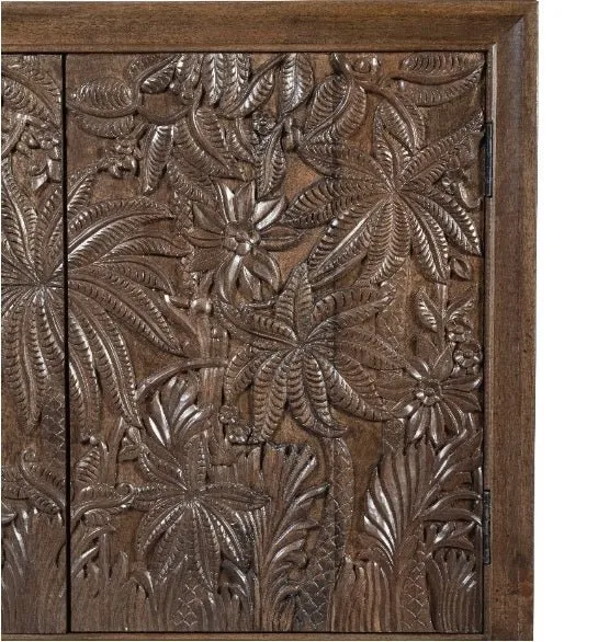 Capri Hand Carved Cabinet - Walnut Grey