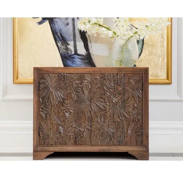 Capri Hand Carved Cabinet - Walnut Grey