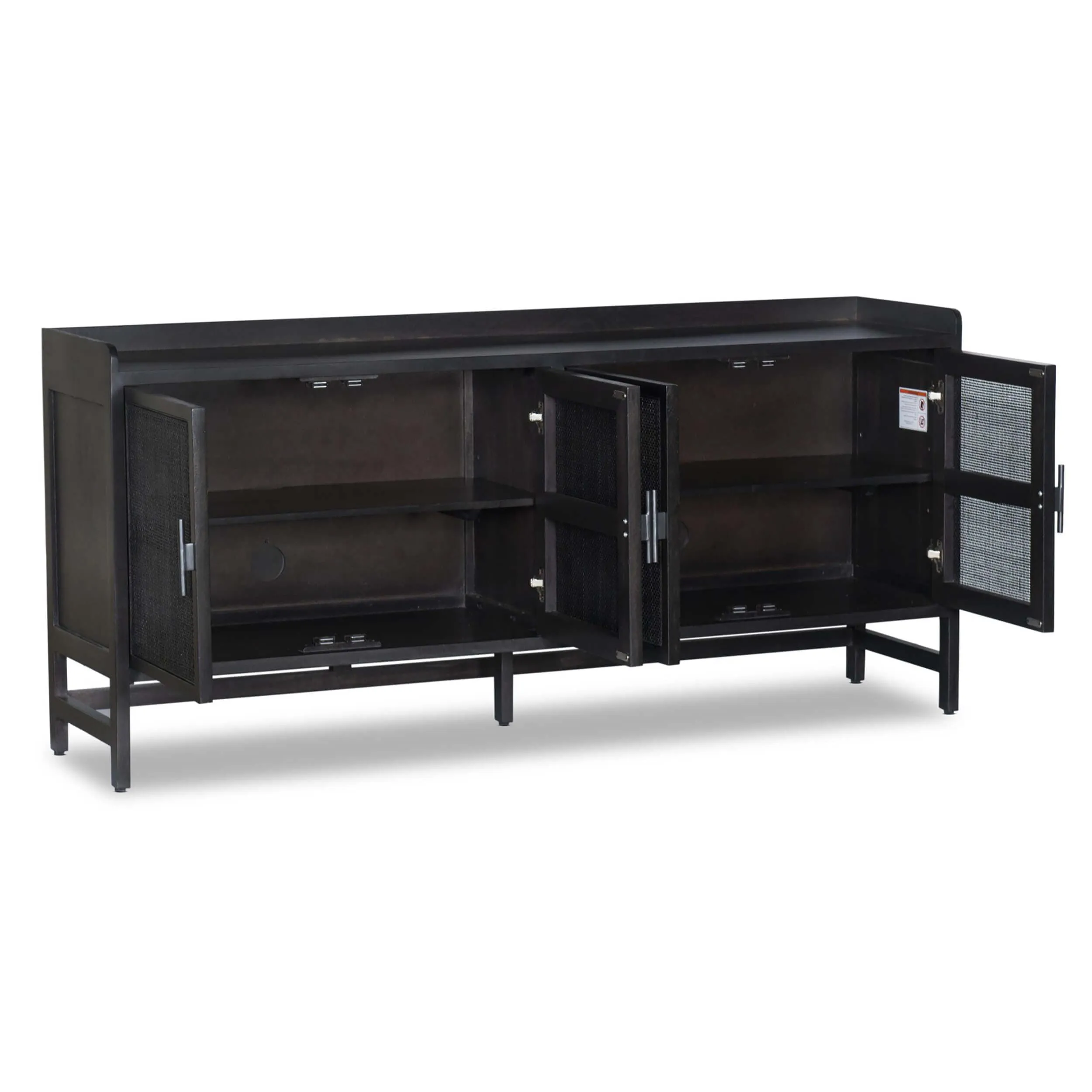 Caprice 72" Sideboard, Black Wash w/Black Cane