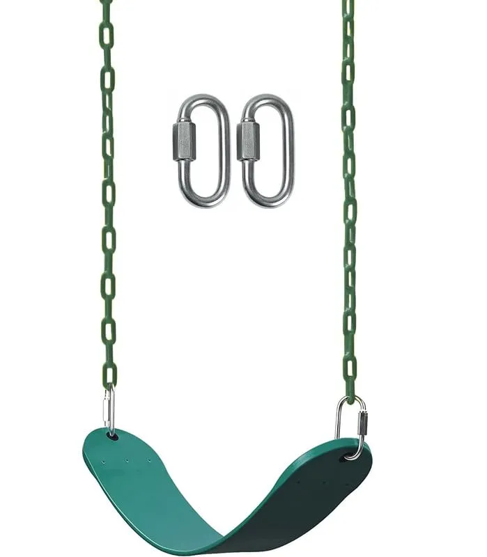 CHARMING TREASURES Flexible Swing Seat Set for Kids/Adults Outdoor Park Garden Tree Backyard with Meter Plastic Coated Chain, Weight Support Upto 150kg, (2 Meter, Green)