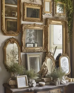 Cheval Stylish Gold Leaf Mirrors