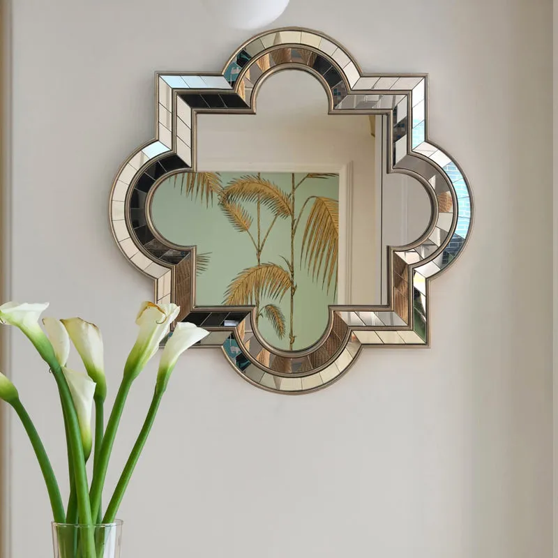 Cloverleaf Art Deco Decorative Wall Mirror