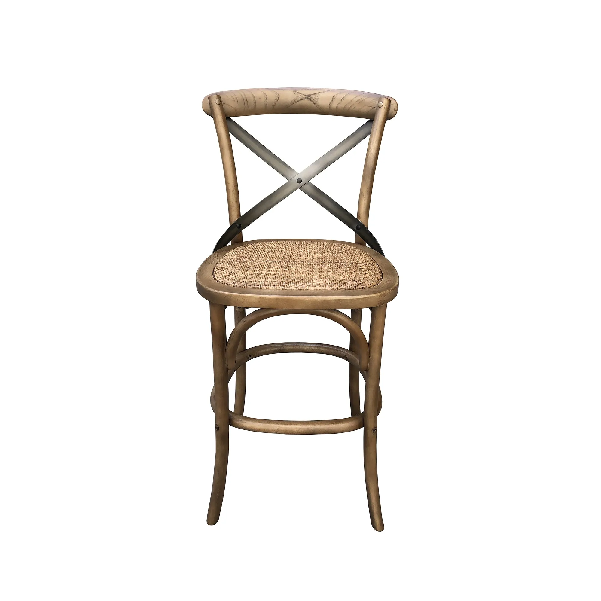 Cross Back Fixed Counter Stool - Sundried