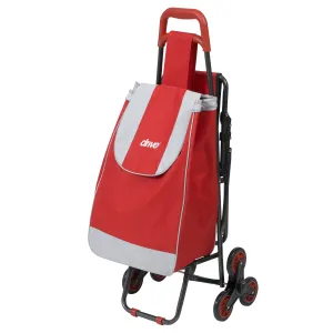 Drive Medical 607r Deluxe Rolling Shopping Cart with Seat, Red