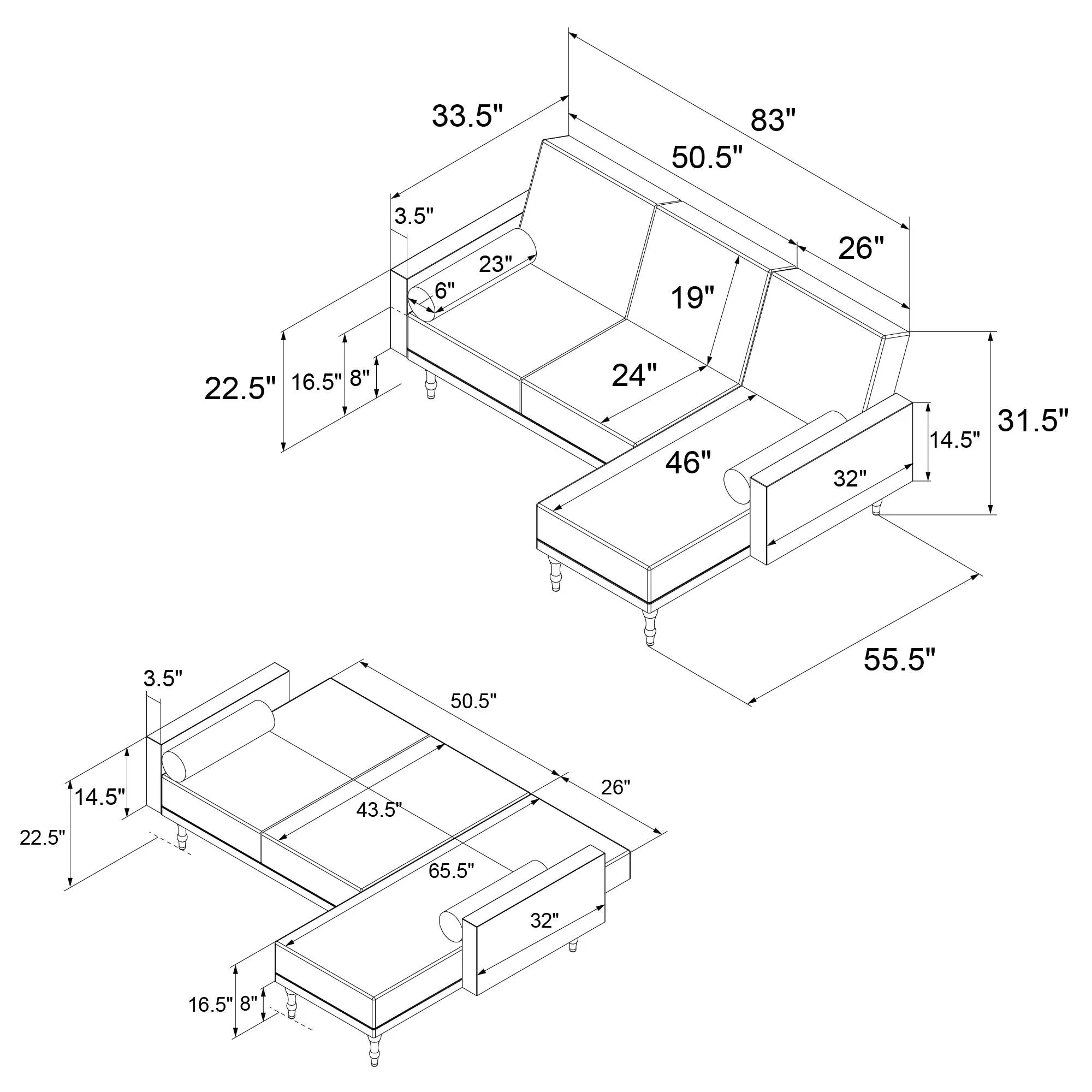 Edison Sectional Futon