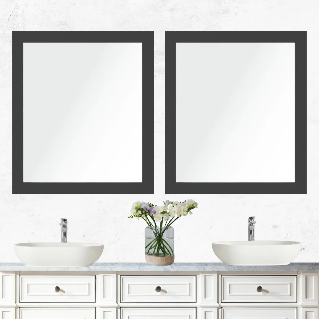 Emmie Vanity Mirror, Black, 28" x 32" - 2 Pack