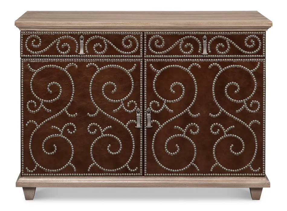 Equestrian Leather Nail Studded Door Chest