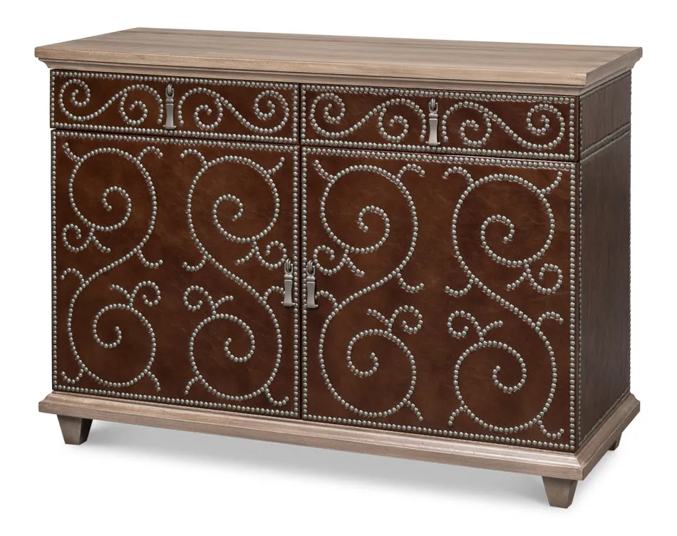 Equestrian Leather Nail Studded Door Chest