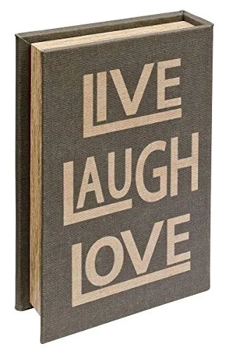 Febland Mirrored Live Laugh Love Storage Book Box, Brown, Small