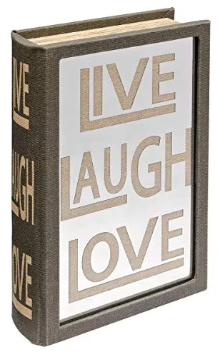 Febland Mirrored Live Laugh Love Storage Book Box, Brown, Small