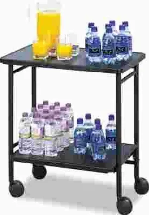 Folding Office/Beverage Cart' 2-Shelf' 26W X 15D X 30H' Black