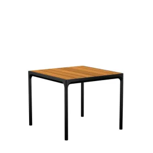 Four Outdoor Dining Table 900x900 - Bamboo Top / Black Frame