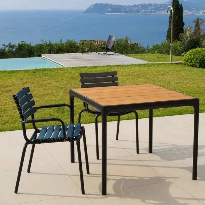 Four Outdoor Dining Table 900x900 - Bamboo Top / Black Frame