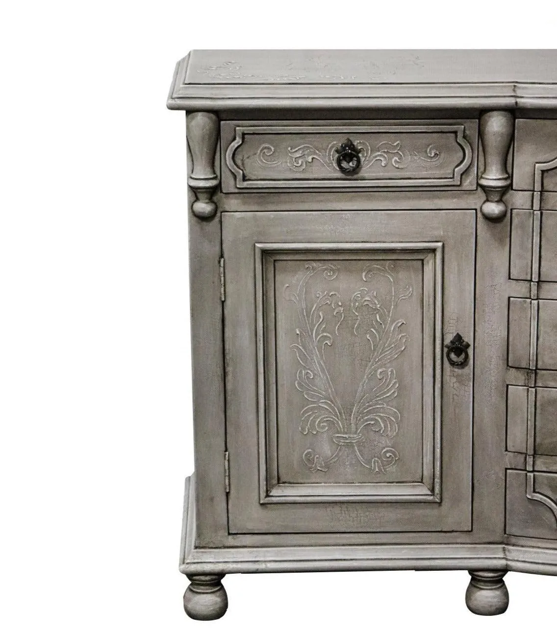 French Painted Scrolls Buffet with Drawers