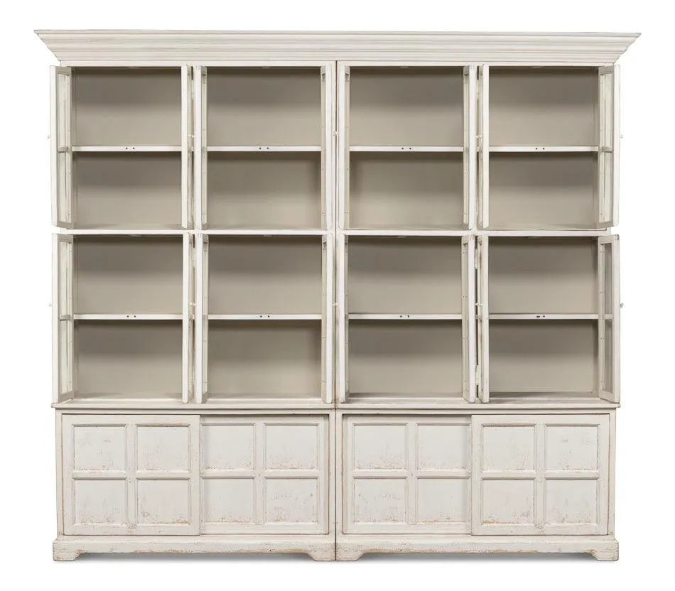 Grand Shabby Chic Glass Front Cabinet