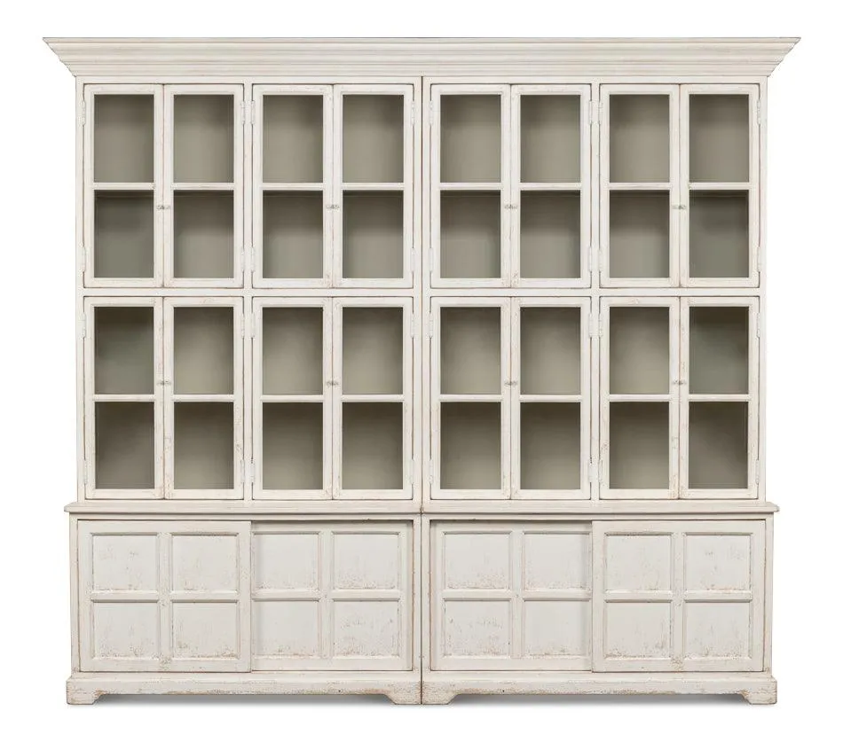 Grand Shabby Chic Glass Front Cabinet