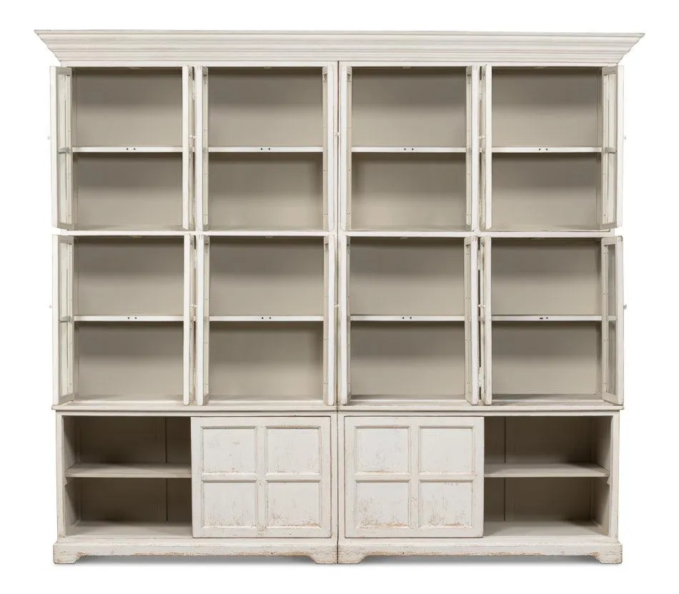 Grand Shabby Chic Glass Front Cabinet