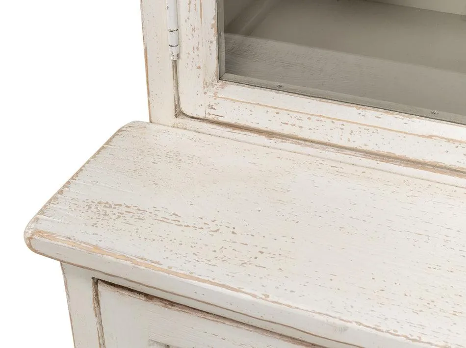 Grand Shabby Chic Glass Front Cabinet