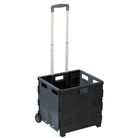 Gray Folding Rolling Utility Cart with Handle