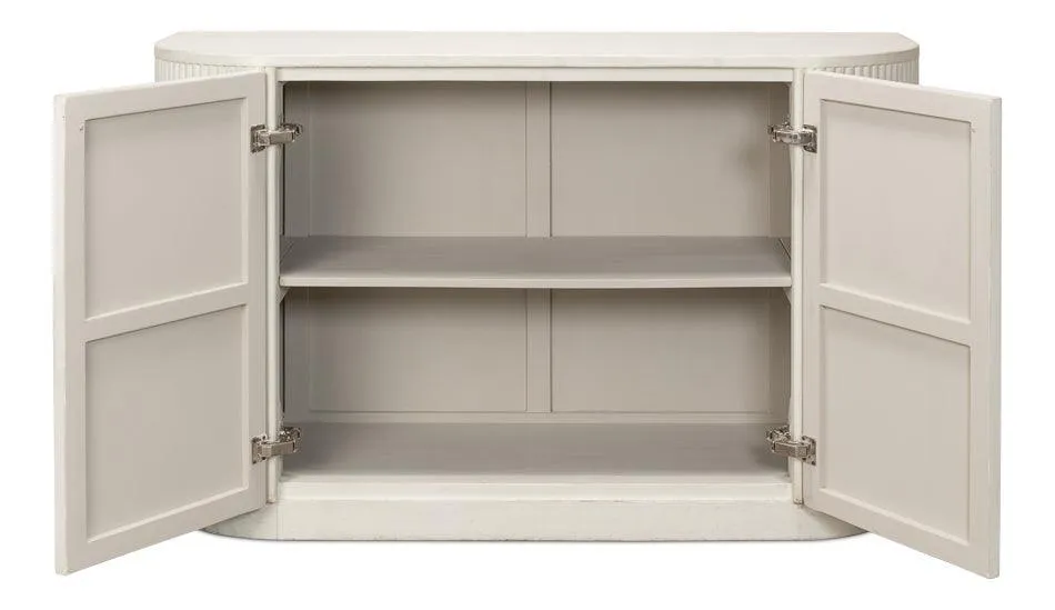 Halle Ribbed White Demilune Buffet