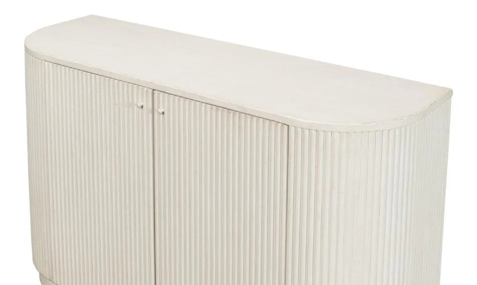 Halle Ribbed White Demilune Buffet