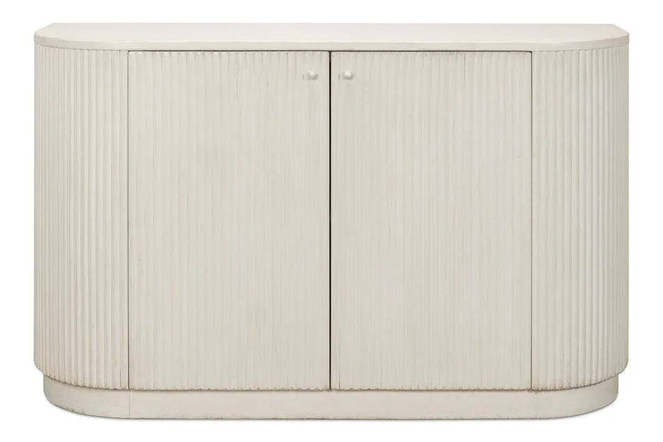 Halle Ribbed White Demilune Buffet