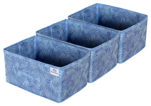 Heart Home Laheriya Print Non Woven Fabric 3-Replacement Drawer Storage And Cloth Organizer Unit for Closet (Blue)-HHEART15988