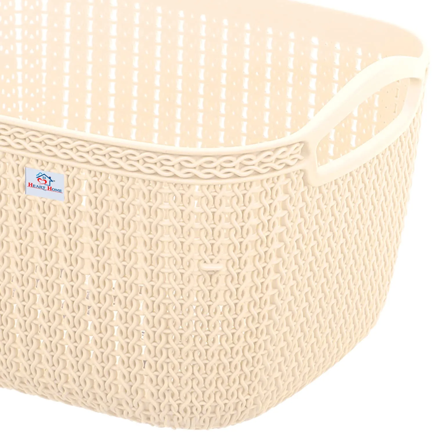 Heart Home Q-6 Designer Plastic Storage Basket For Store Fruits, Vegetables, Magazines, Cosmetics, Stationary (Beach)-50HH01658