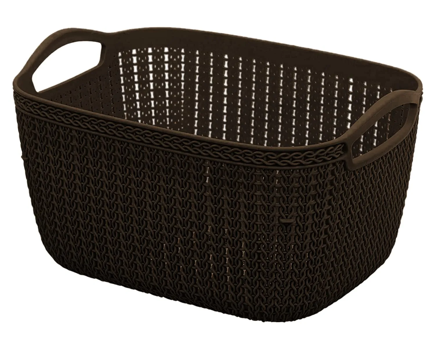 Heart Home Q-6 Multiuses Designer Unbreakable Plastic Storage Basket/Organizer/Bin For Home, Kitchen, Bathroom, Office Use Pack of 2 (Brown)-50HH01675