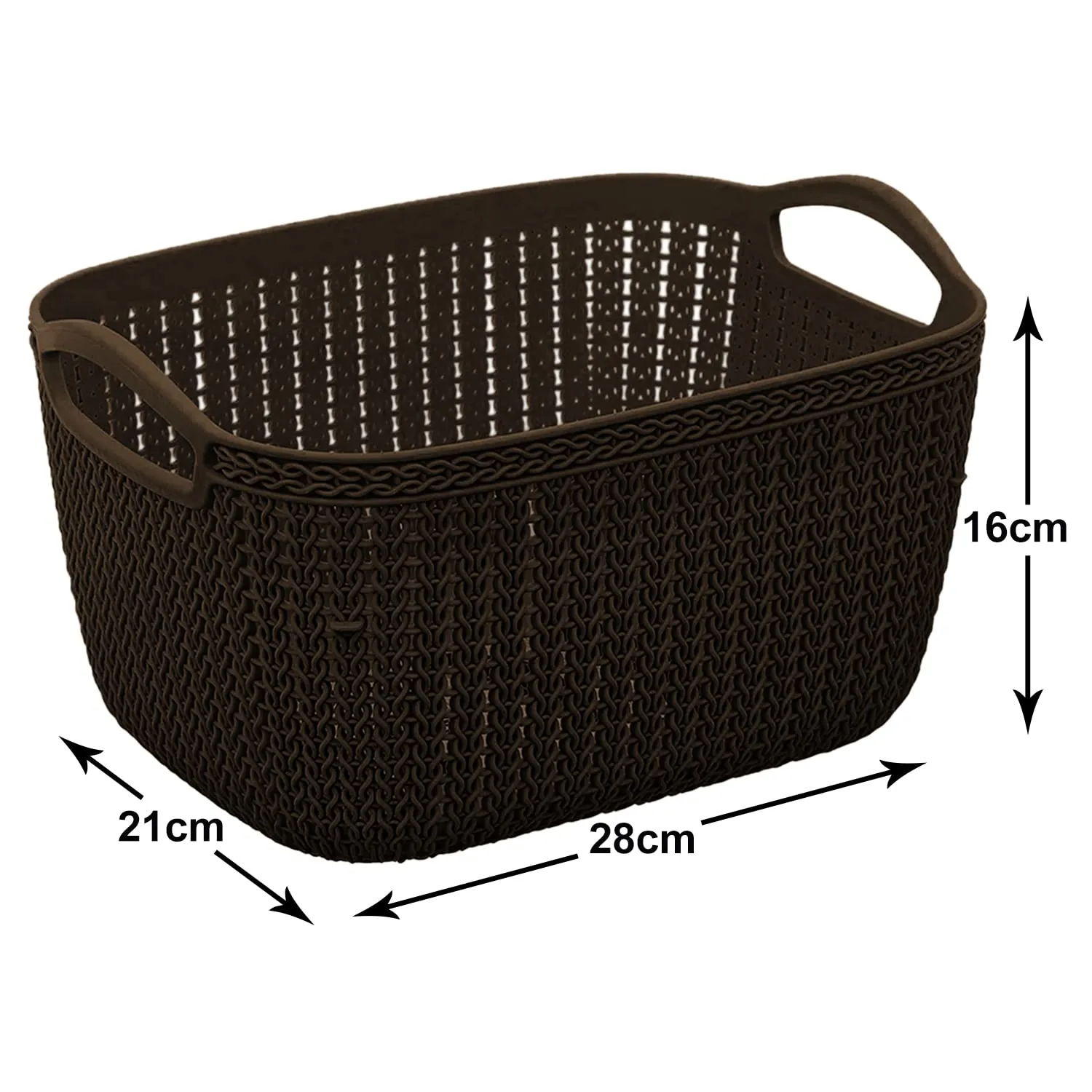 Heart Home Q-6 Multiuses Designer Unbreakable Plastic Storage Basket/Organizer/Bin For Home, Kitchen, Bathroom, Office Use Pack of 2 (Brown)-50HH01675