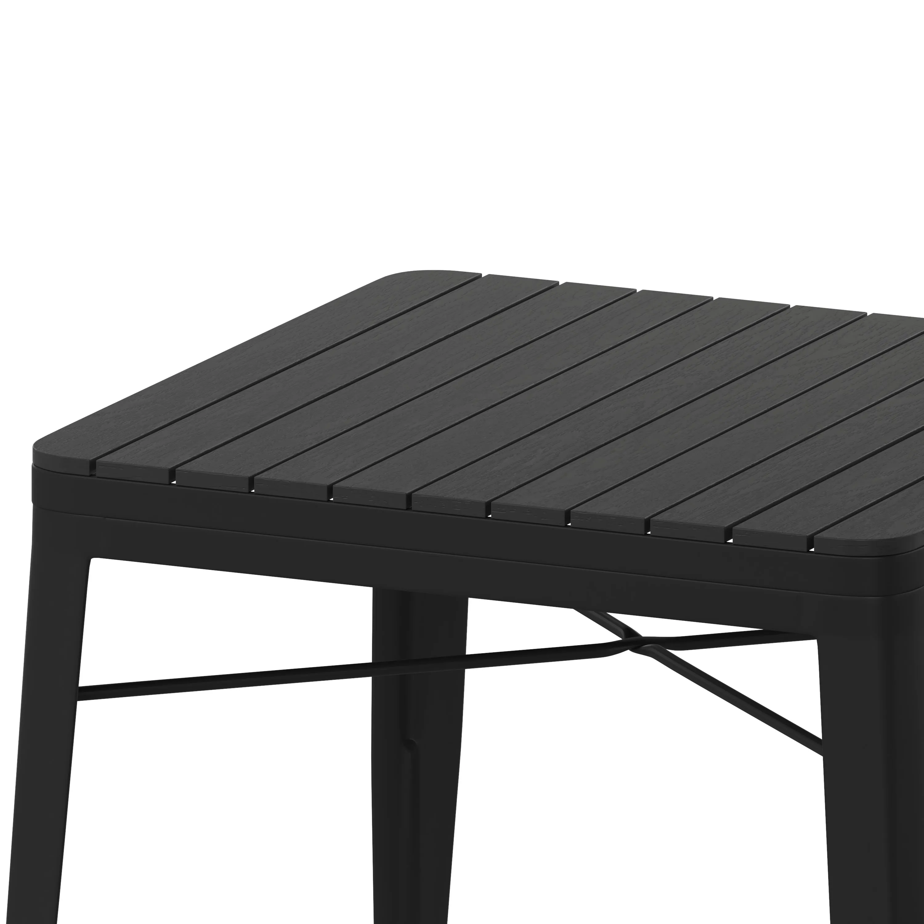 Helvey 31.5" Square Commercial Grade Indoor/Outdoor Steel Patio Dining Table for 4 with Poly Resin Slatted Top