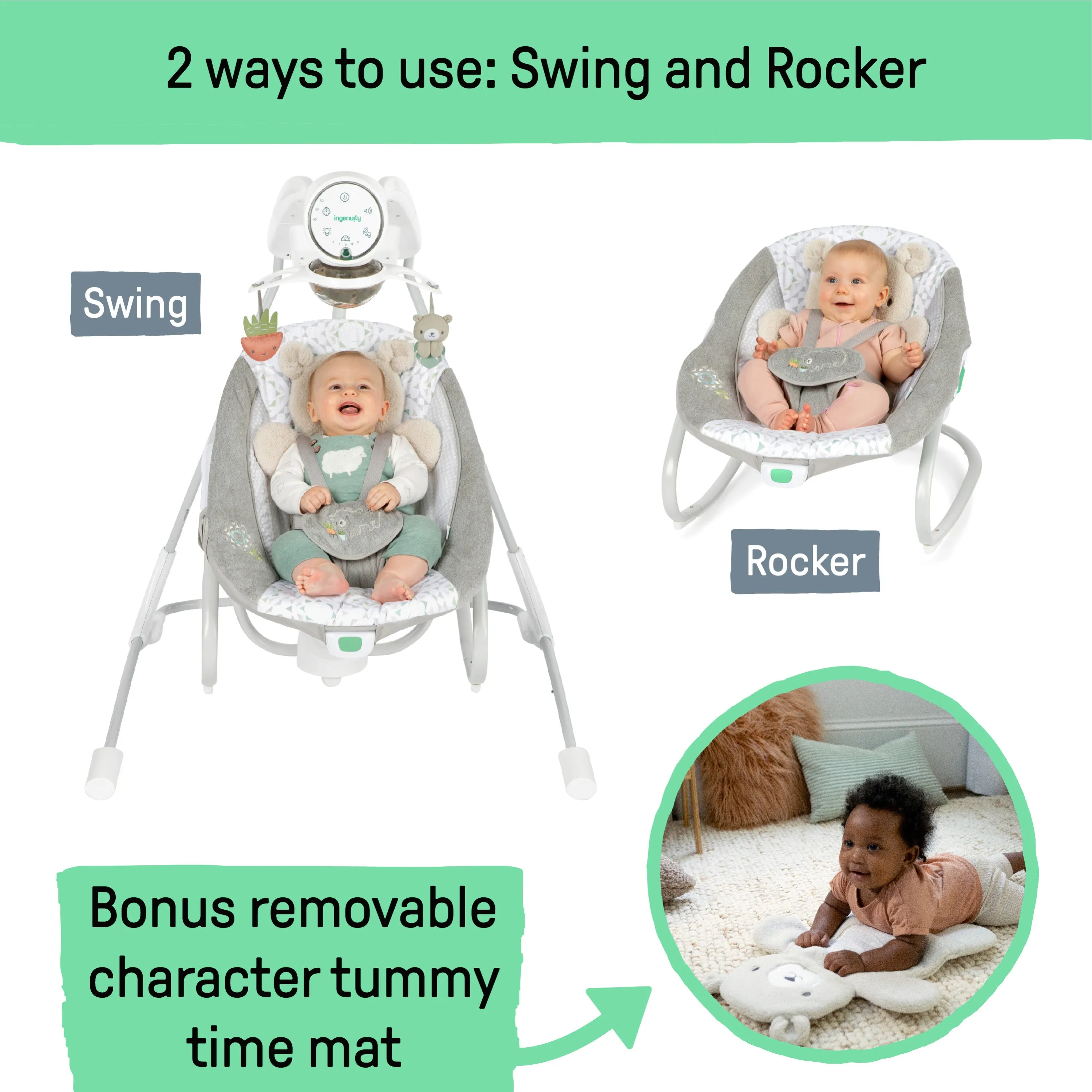 Ingenuity InLighten Soothing Swing & Rocker - Nate