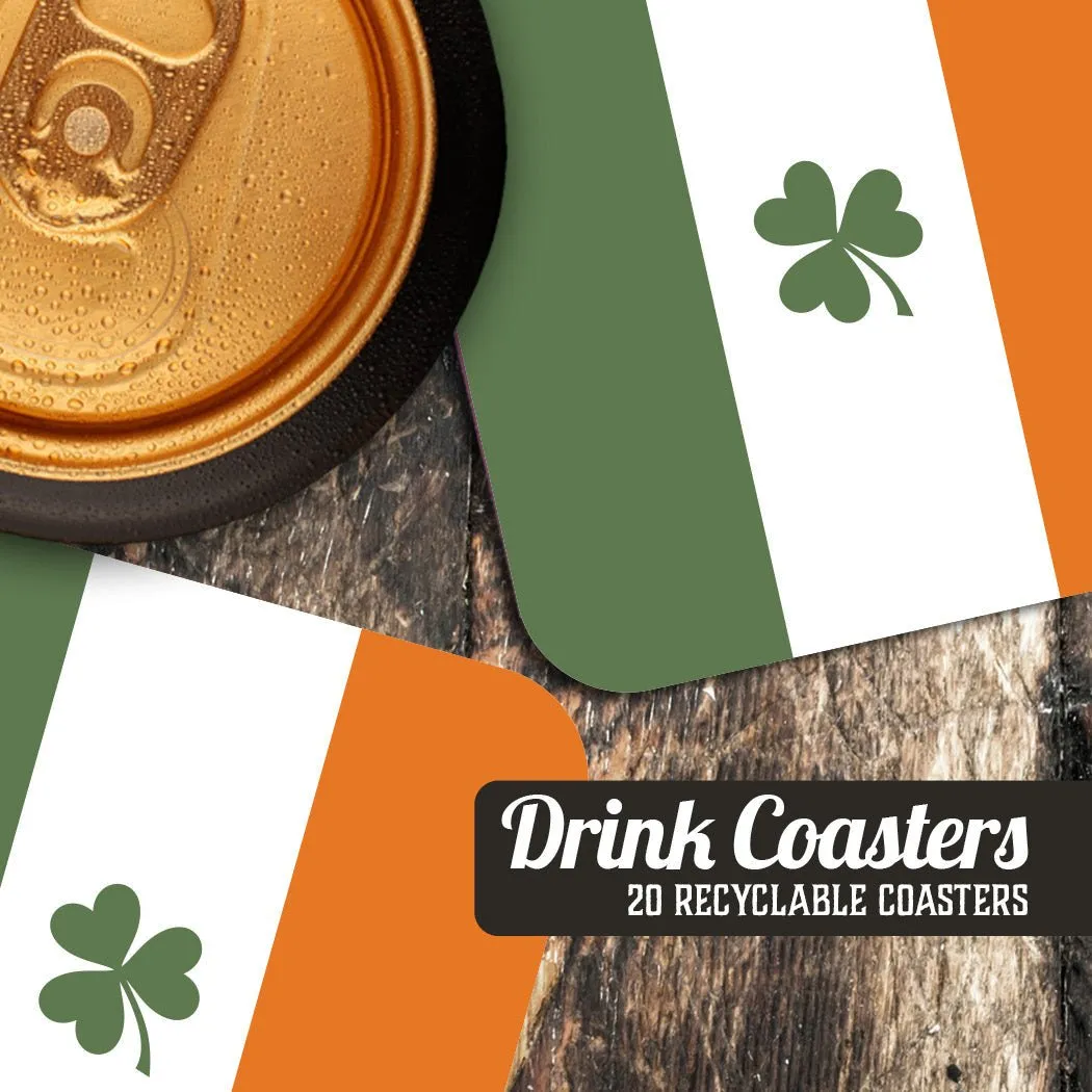 Irish Flag and Clover St. Patrick's Day Coaster Set