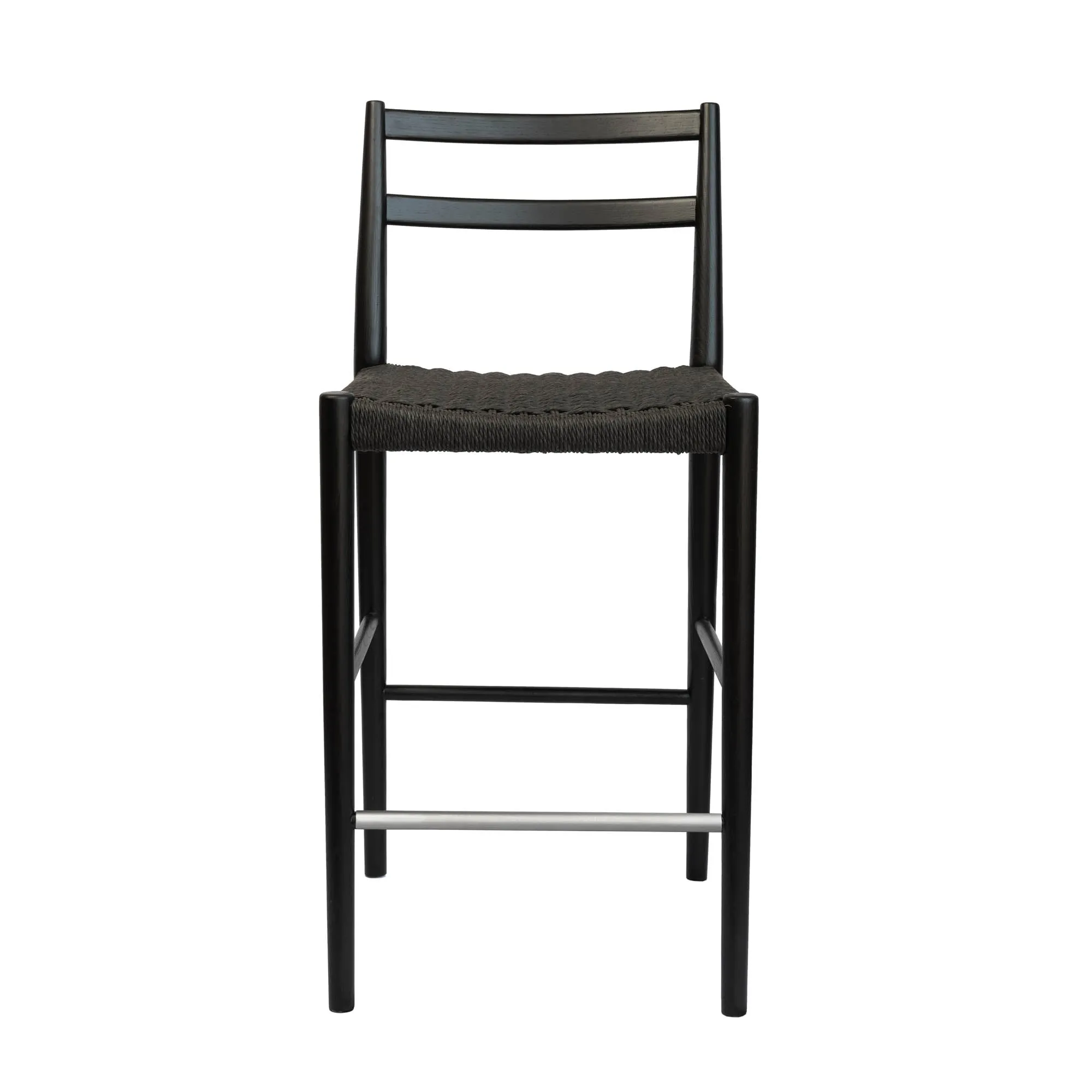 Jakarta Counter Stool with Back - Black/Black Woven Seat