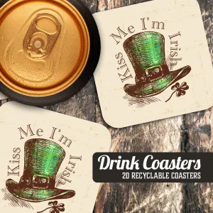 Kiss Me I'm Irish St. Patrick's Day Paper Coaster Set