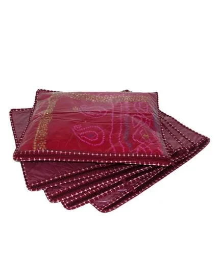 Kuber Industries 12 Pieces Rexine Saree Cover Set (Maroon)