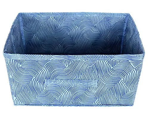 Kuber Industries Laheriya Print Non Woven Fabric Modular Closet Organizer Box with Handle for Cube Storage Units in Closet,Set Of 3(Blue)-KUBMART15989