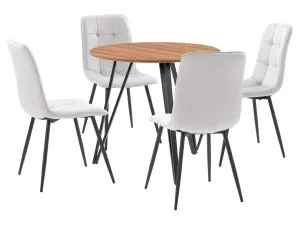 Light Grey Round Dining Table Set, 5pc