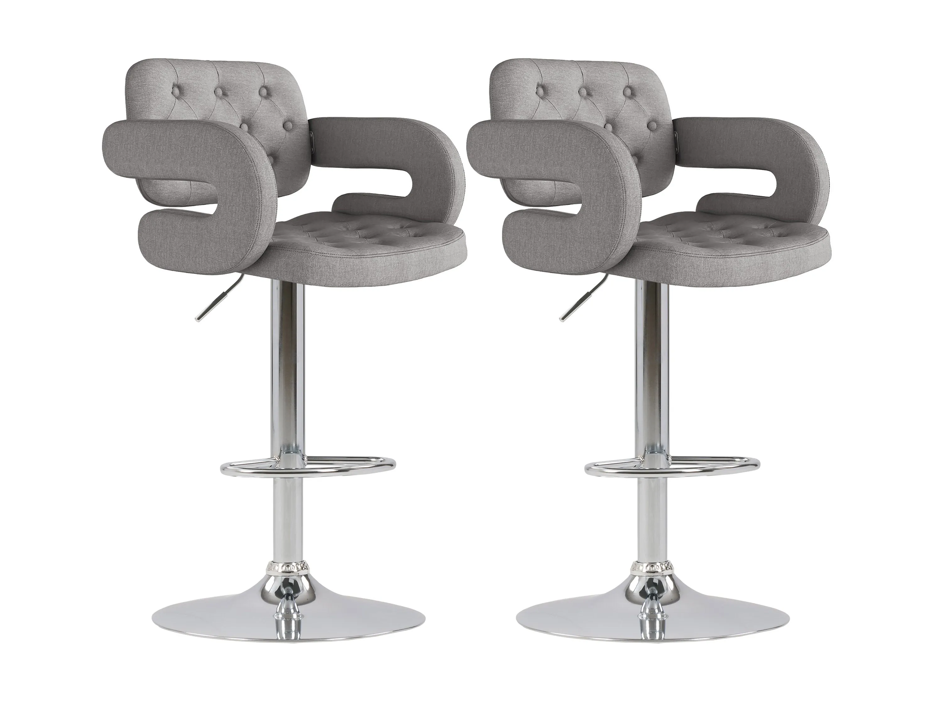 Medium Grey Bar Stools with Arms, Set of 2